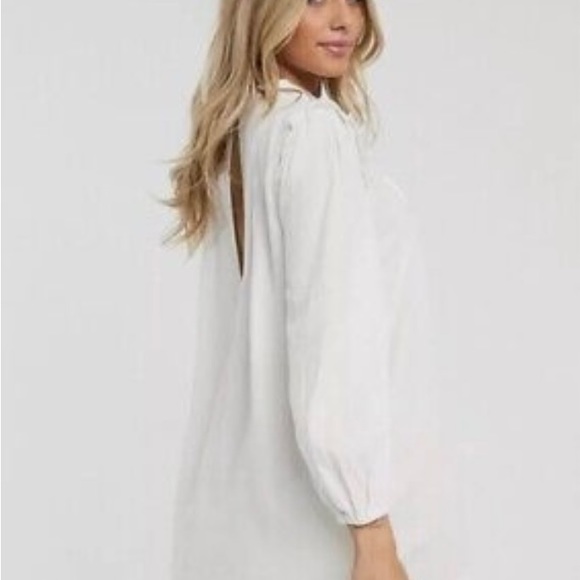 Free People Clover Ruffle Tunic Mini Dress Linen Ivory Size NWT - Picture 6 of 8